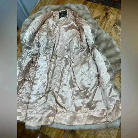 Priscilla Modes 1950’s Lykafur Coat Silk Lined Made in England Mink Simulation - Picture 3 of 14